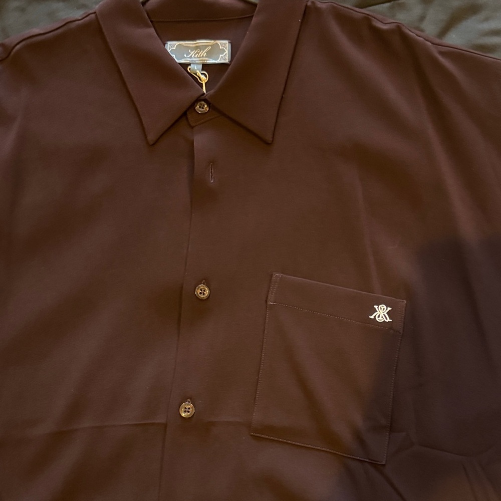 Kith Short Sleeve Button-Down Shirt — Burgundy / Oxblood